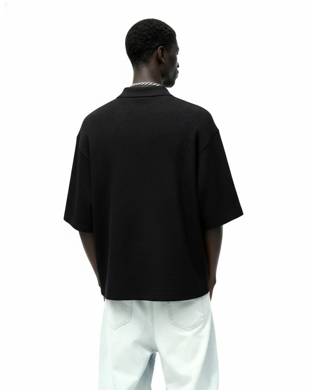 Ash Black Polo T-Shirt with Zip - Image 2
