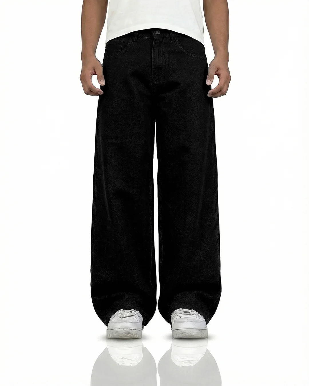 Inked Black Baggy Denim Jeans - Image 2
