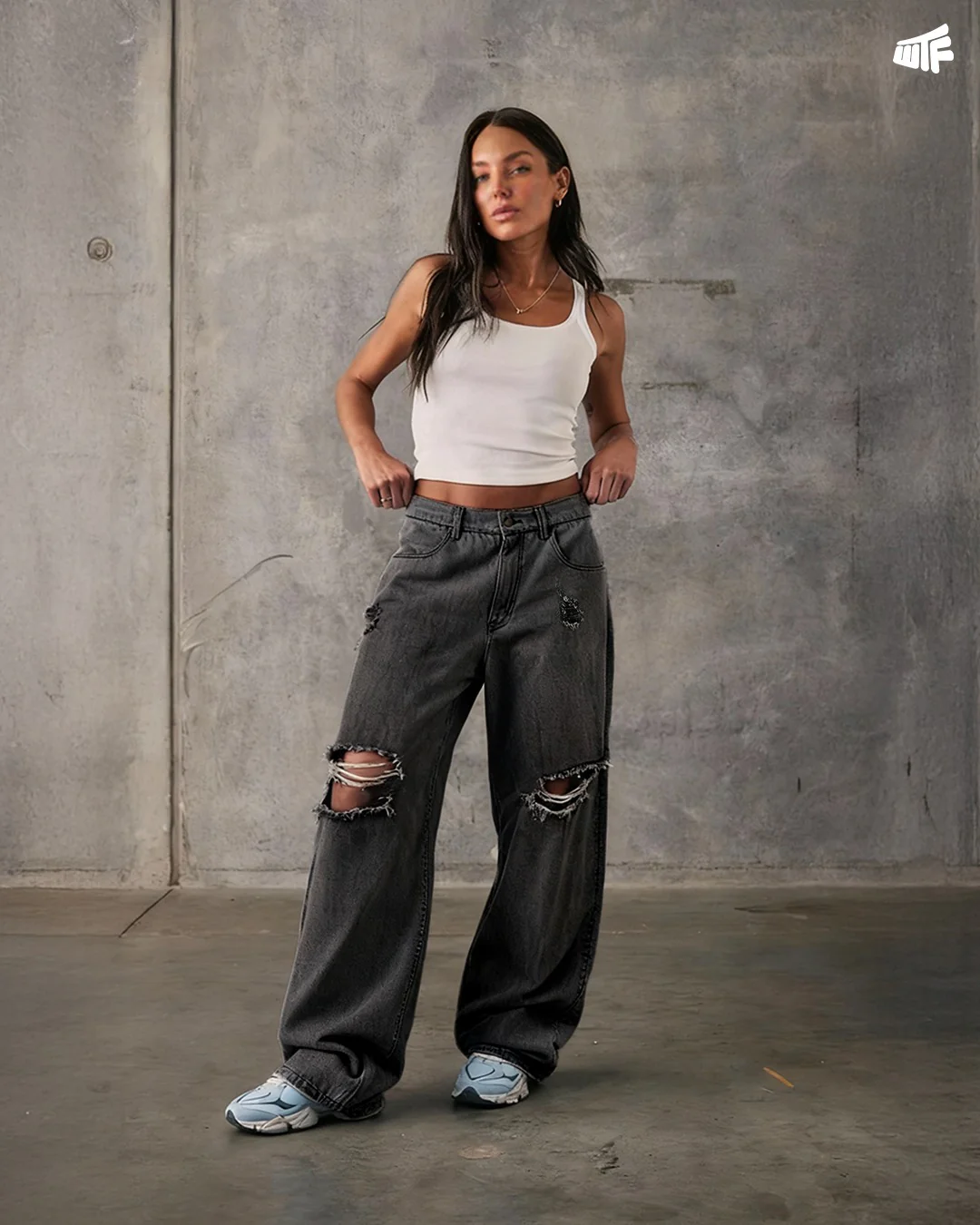 Black Rugged Baggy Denim Jeans - Image 5