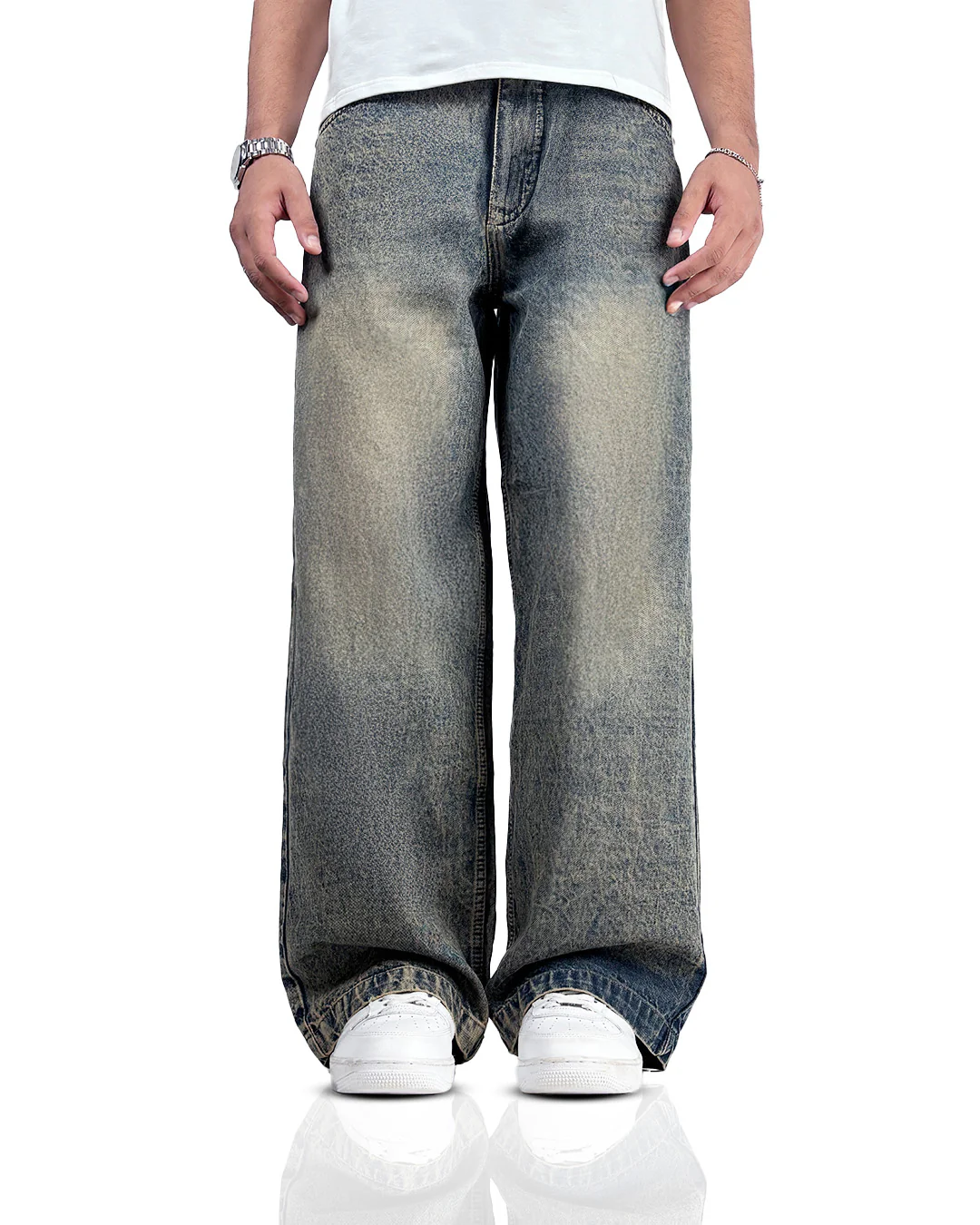 Burnt Blue Baggy Denim Jeans - Image 2
