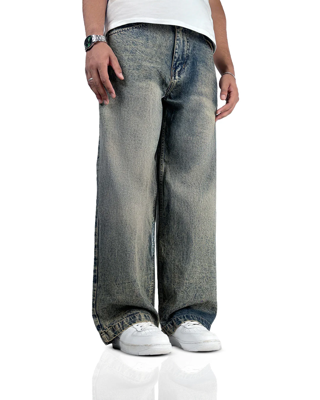 Burnt Blue Baggy Denim Jeans - Image 3