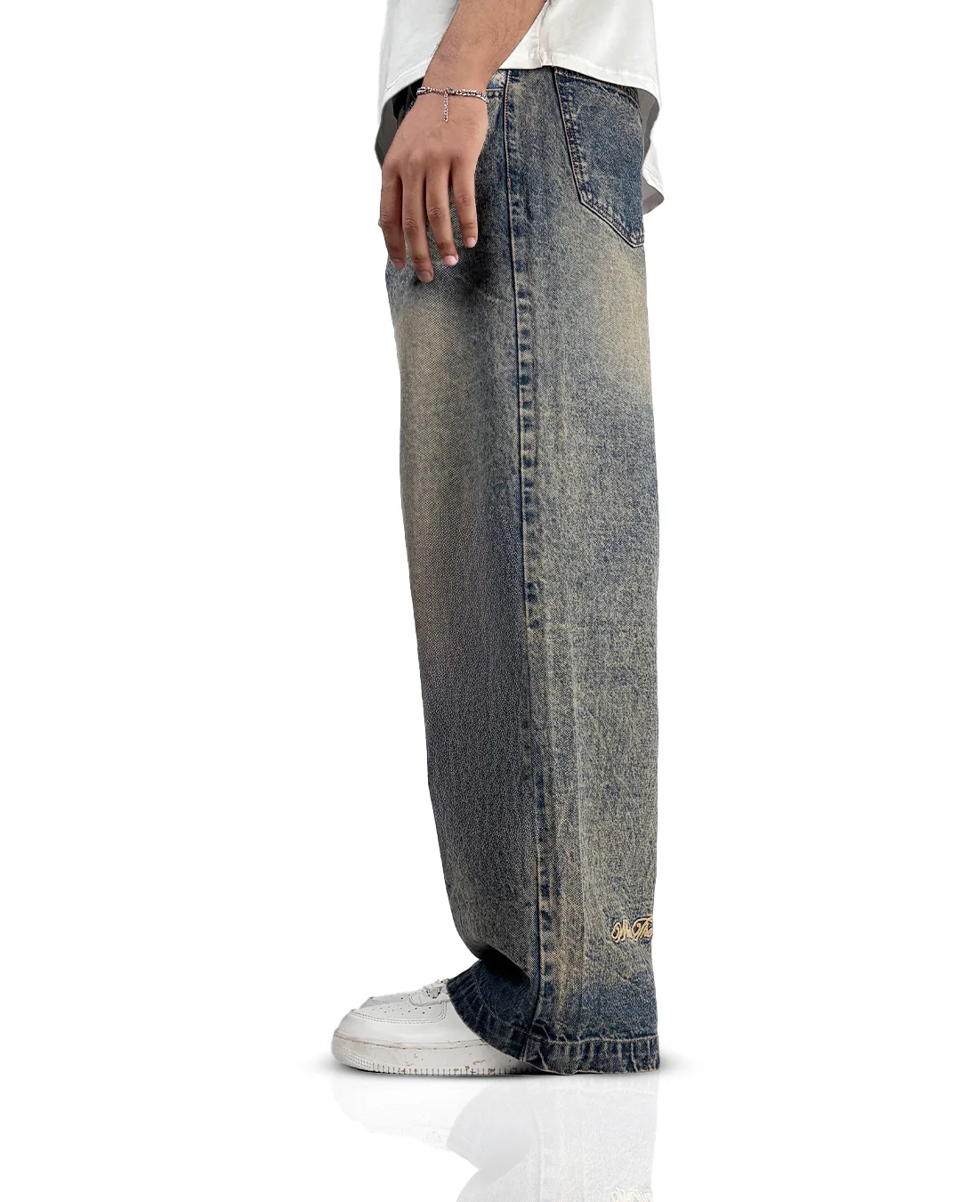 Burnt Blue Baggy Denim Jeans - Image 7
