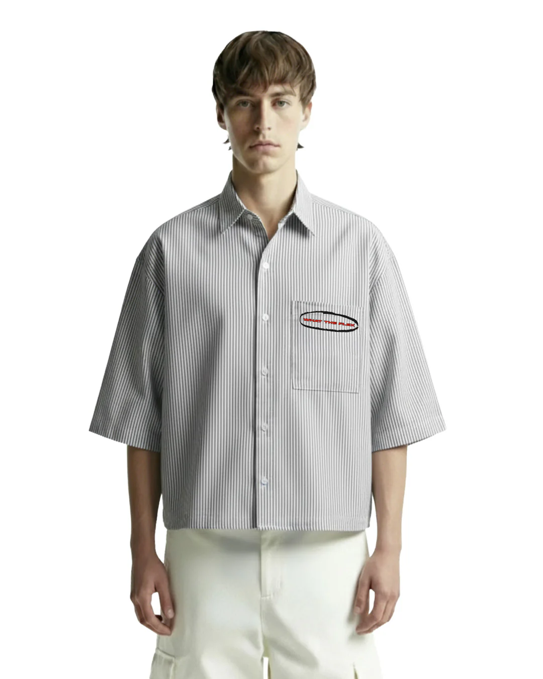 Classic Black Half Sleeves Striped Shirt - Image 2