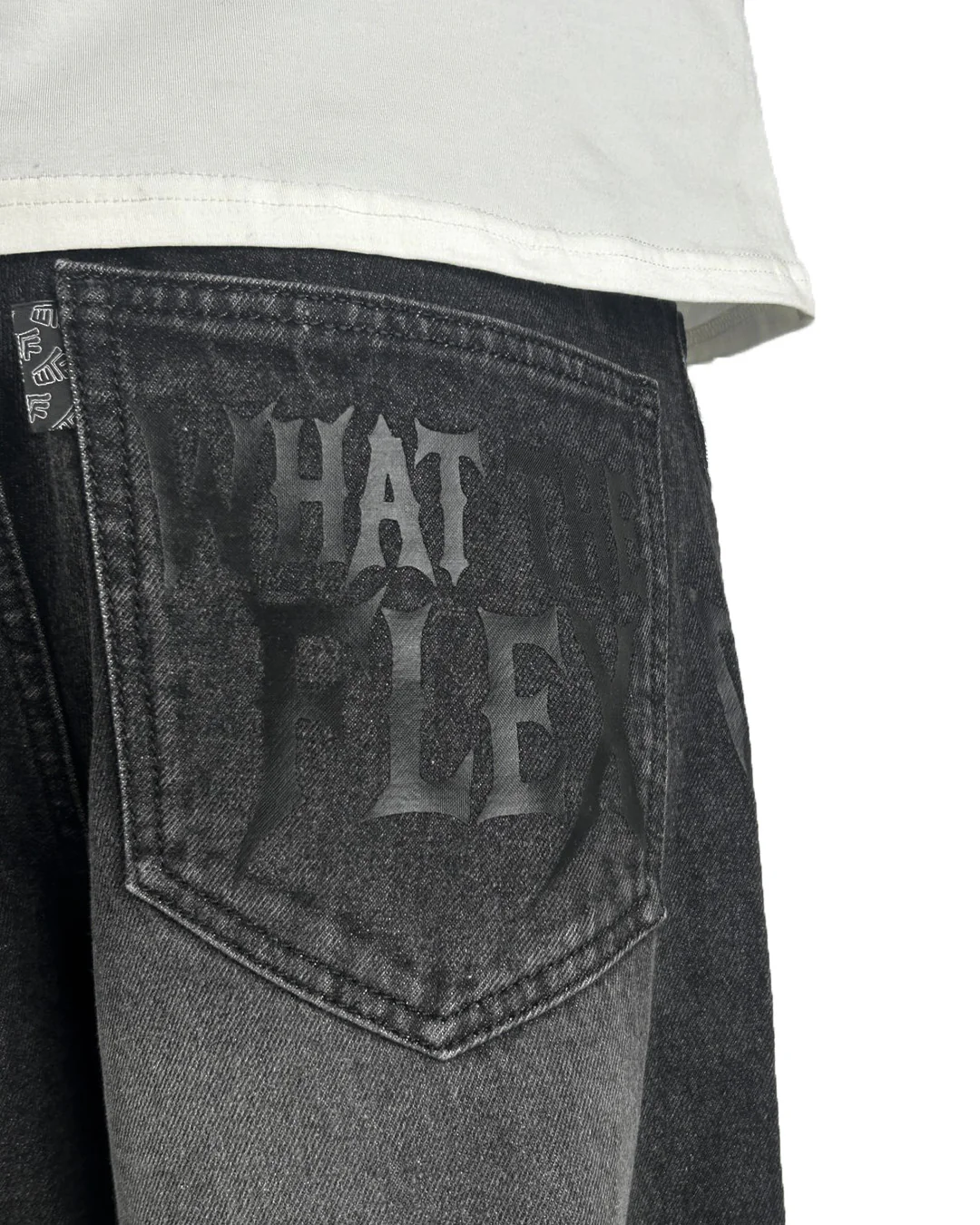 Electric Black Baggy Denim Jeans - Image 8