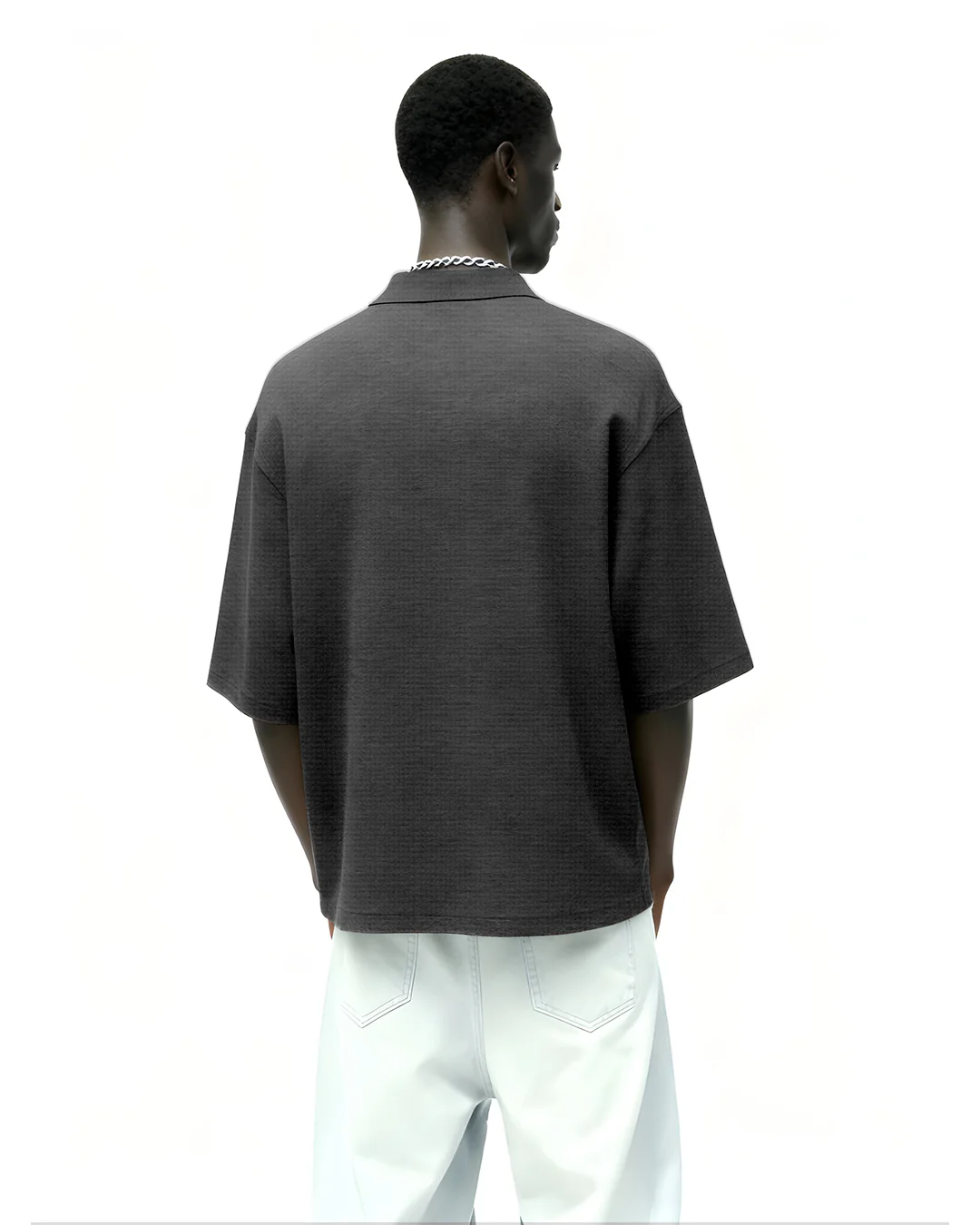 Grey Polo With Zip - Image 2