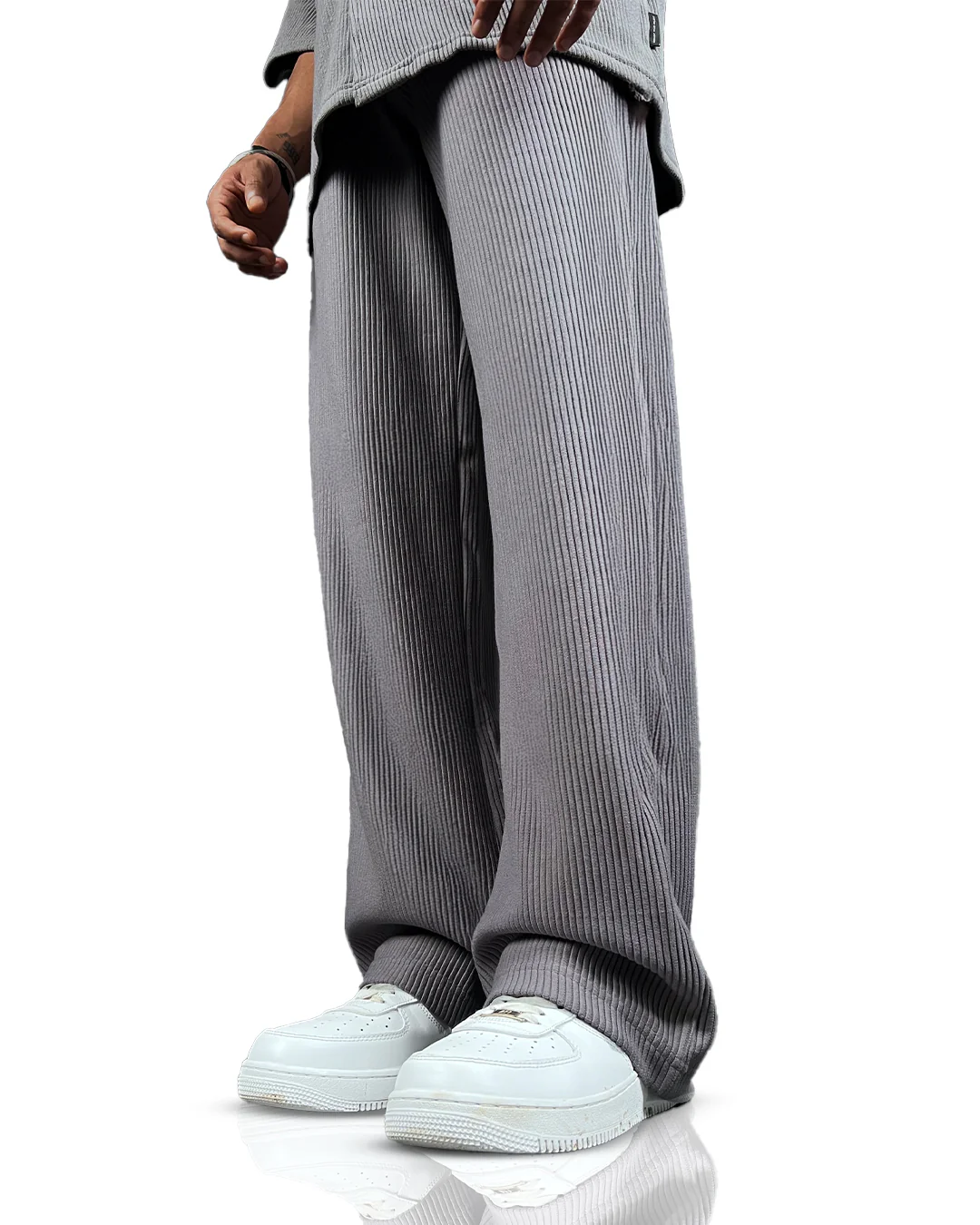 Grey Ribbed Pants