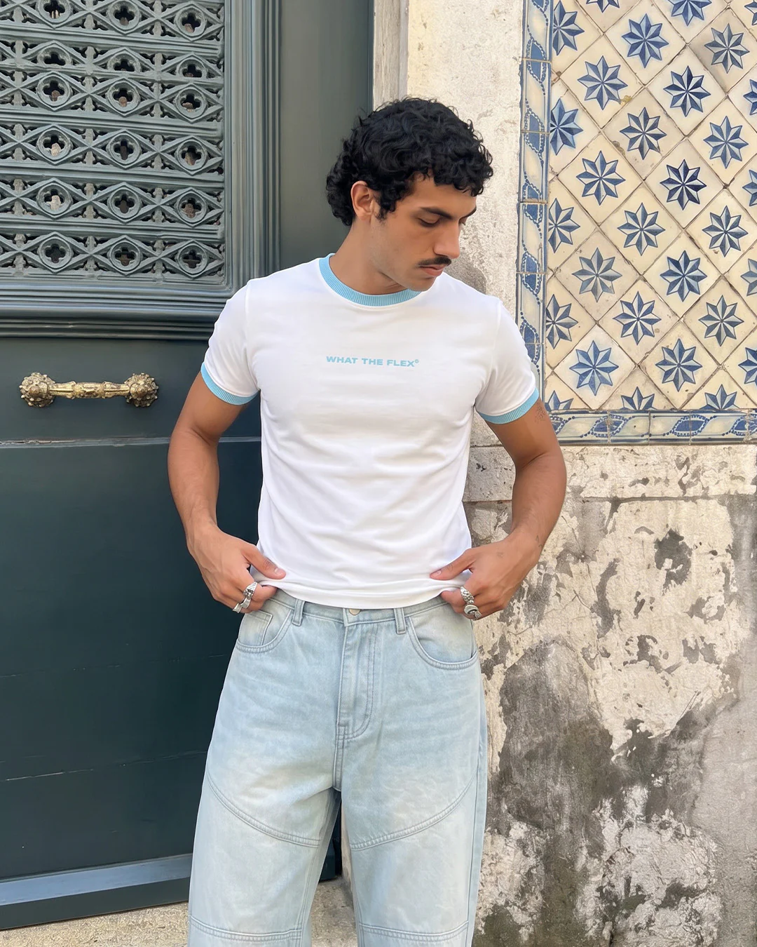 Text Me Slim Fit Ringer White T-shirt - Image 4